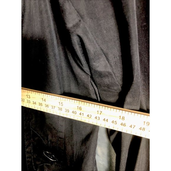 Joujou Ladies Black Trench Coat, Size Lightweight Button Down Missing Belt - Picture 9 of 16